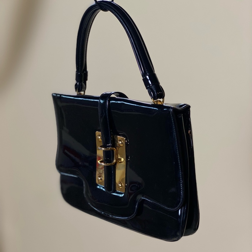 Vintage 1960s Crown Lewis luxury patent leather handbag